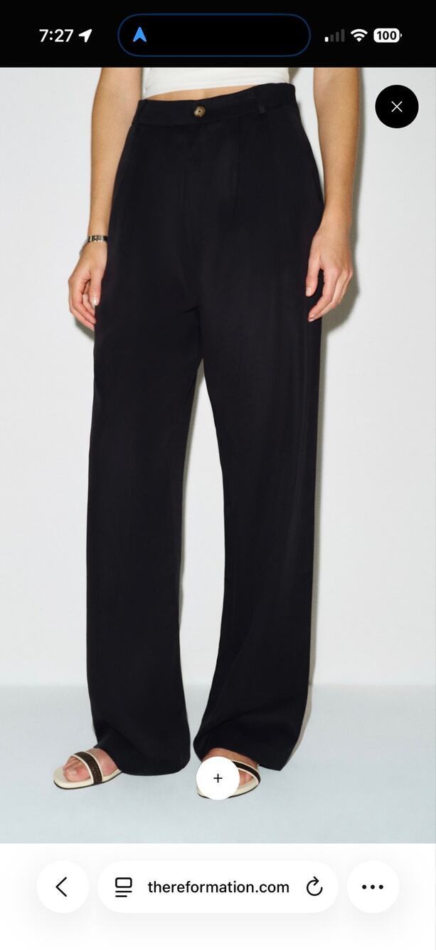 Reformation Mason Petite Pant in Black - High Rise Pleated Wide Leg Trouser 2P